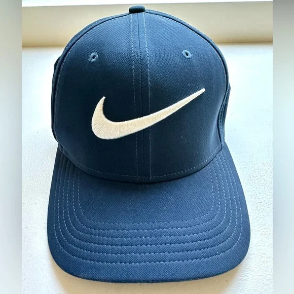 Nike Navy Cap with White Logo, Dry Fit - Picture 1 of 4